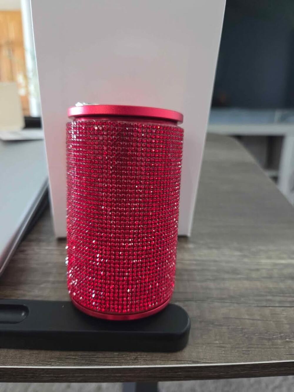 Red Bling Crystal Car Ashtray LED Smokeless Cup Holder Auto Trash Can New in Box